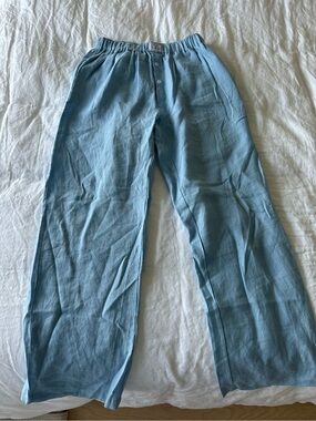Parke blue linen boxer pants